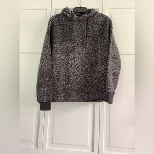 Women’s Black/Grey Drawstring Hooded Sweater, Small